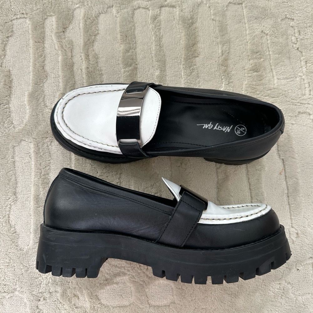 Nasty Gal Black and White Chunky Loafers